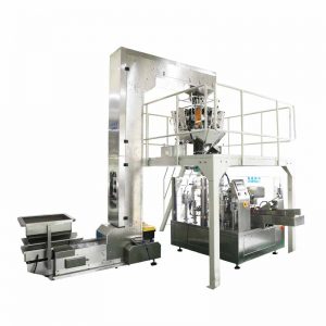 Awtomatikong granule weighing filling rotary packing machine para sa pre-made na bag