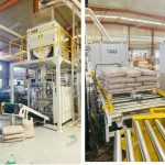 15KG Wooden pellets weighing filling bagging Palletizing line ay handa na para sa paghahatid