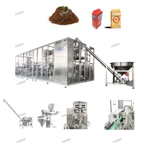 Dobleng vacuum chamber coffee bag na bumubuo ng pagpuno ng packaging machine