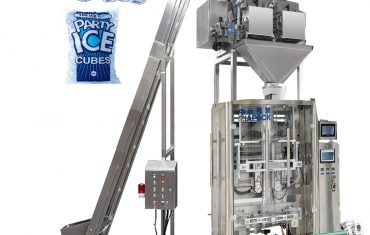 VFFS packing machine para sa ice cube na may dalawang balde na linear weighing machine